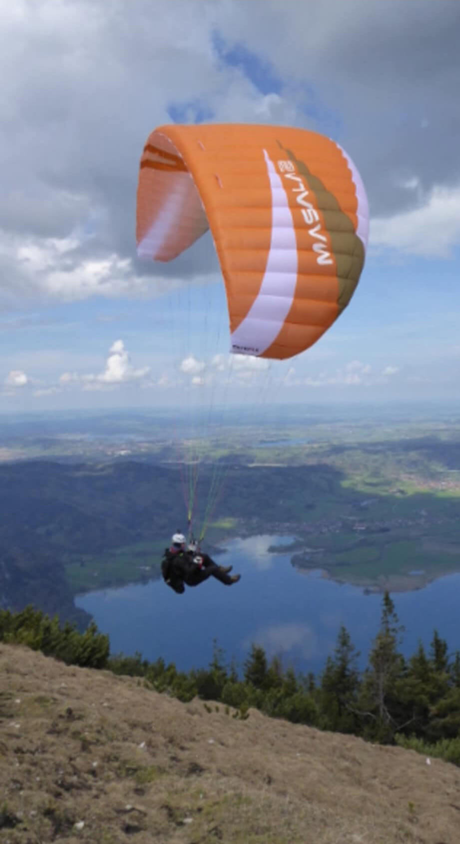 Skywalk Masala 2 Light paraglider in flight, designed for total beginners with EN A safety certification, featuring easy handling and a smooth ride.