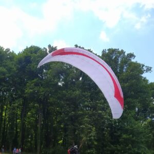 Gin Bonanza 2 red and white second-hand paraglider for sale in excellent condition with inspection document
