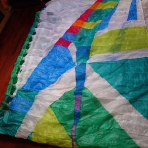 Mint condition BGD Lynx 2 paraglider, size S, in Amazon colors, laid out for inspection in Rijeka, Croatia