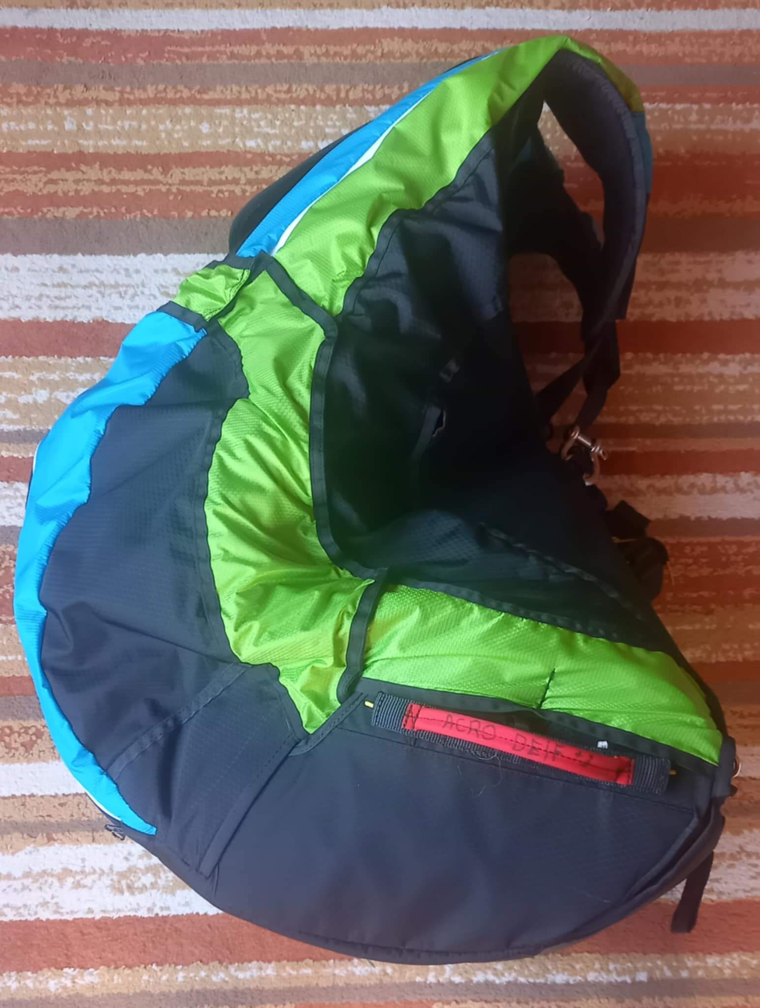 Supair Acro-Base 3 proto paragliding harness in new condition, displayed for sale on clean indoor surface.