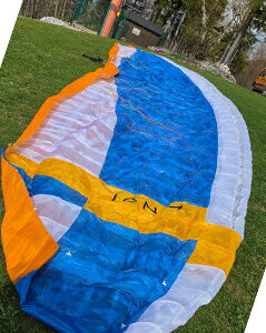 Nova Ion 7 paraglider wing laid out before flight in excellent condition used EN B wing