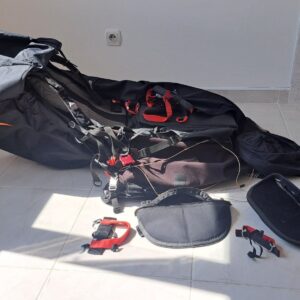 Swing Connect Race semi-light paragliding harness in black, ideal for hike and fly and long XC flights, very good condition, for sale in Serbia